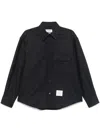 Thom Browne Midnight Blue Tweed Oversized Shirt In Black