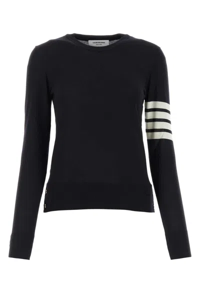 Thom Browne Midnight Blue Wool Sweater In Navy