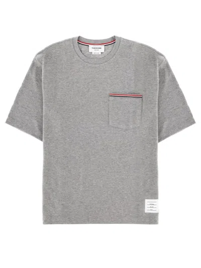 Thom Browne Ss Rwb Pocket Jersey Cotton T-shirt In Gray