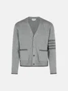Thom Browne 'milano 4-bar' Grey Virgin Wool Cardigan