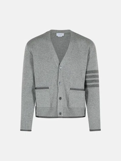 Thom Browne 'milano 4-bar' Grey Virgin Wool Cardigan