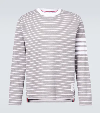 Thom Browne Milano 4-bar Striped Cotton T-shirt In Gray