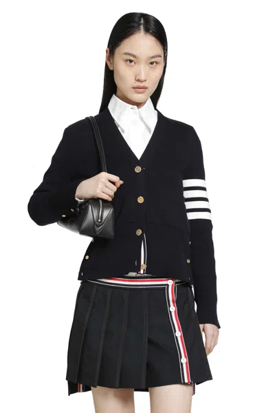 Thom Browne Milano Classic 4-bar V-neck Cardigan In Black