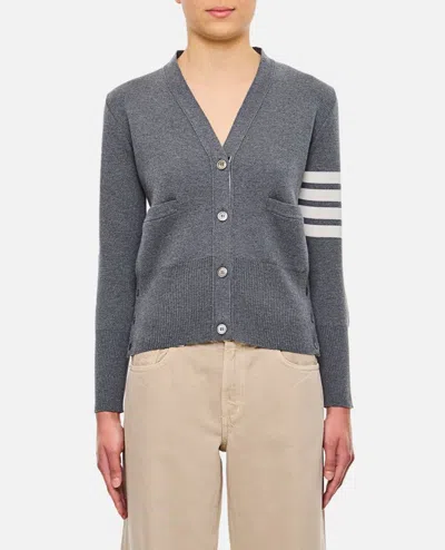 Thom Browne Milano Classic V Neck Cardigan In Grey