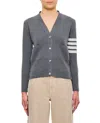 Thom Browne Gray Intarsia Geese 4-bar V-neck Cardigan In Grey