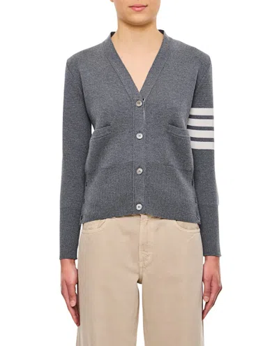 Thom Browne Milano Classic V-neck Grey Cardigan