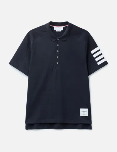 Thom Browne Milano Cotton 4-bar Polo In Blue