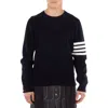 Thom Browne Milano Four Bar Stripe Crew Knit Pullover In Black