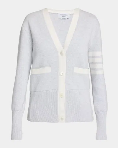 Thom Browne Milano Knit V-neck Cardigan In Gray
