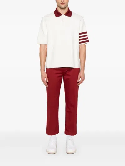 Thom Browne Milano Stitch 4-bar Rugby Fit Polo Men In White
