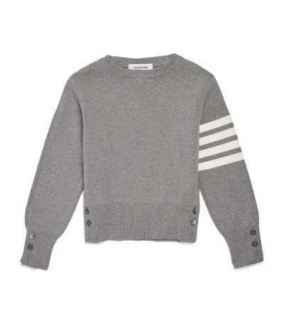 Thom Browne Kids' Milano-stitch 4-bar Sweater (2-12 Years) In Grey