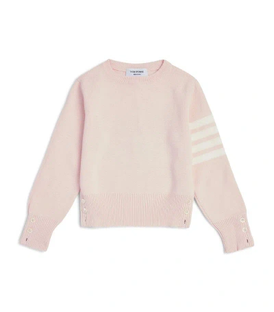 Thom Browne Kids' Milano-stitch 4-bar Sweater (2-12 Years) In Pink