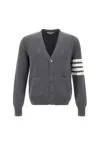 Thom Browne Milano Stitch 4bar Cotton Cardigan In Grey