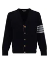 Thom Browne 4-bar Cotton Cardigan For In Blue
