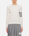 Thom Browne 4-bar Stripe Crew-neck Jumper In White