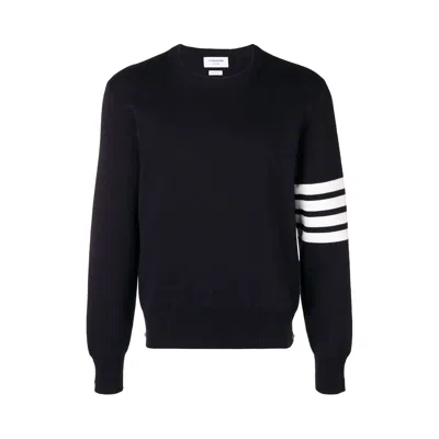 Pre-owned Thom Browne Milano Stitch Crew Neck Pullover In Cotton Crepe 'navy' | Blue | Men's Size 3