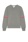 Thom Browne Milano Stitch Crew Neck Pullover In Lt Grey