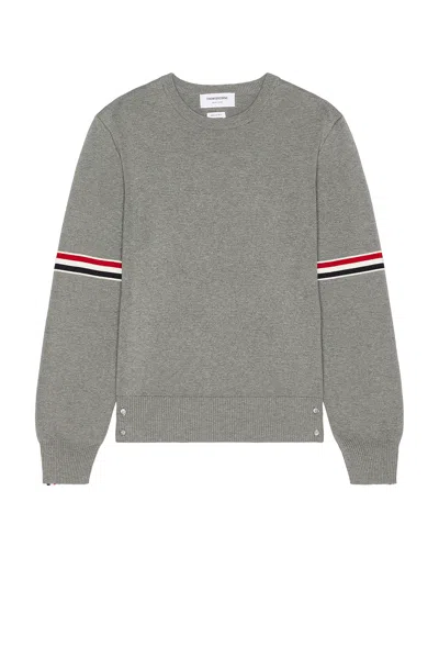 Thom Browne Milano Stitch Crew Neck Pullover In Lt Grey