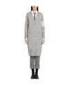 Thom Browne Virgn Wool Cardigan Dress With Sporty Stripe Detail In Gray