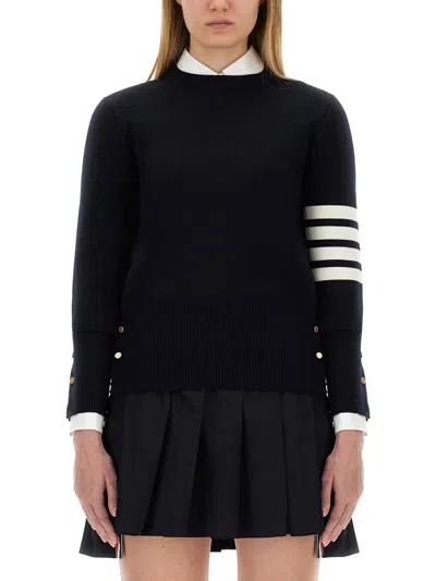 Thom Browne Milano Stitch Merino Wool 4-bar Pullover In Black