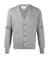 Thom Browne 4-bar Stripe V-neck Cardigan In Gray