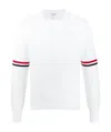 Thom Browne Milano Stitch Crewneck Cotton Sweater In White