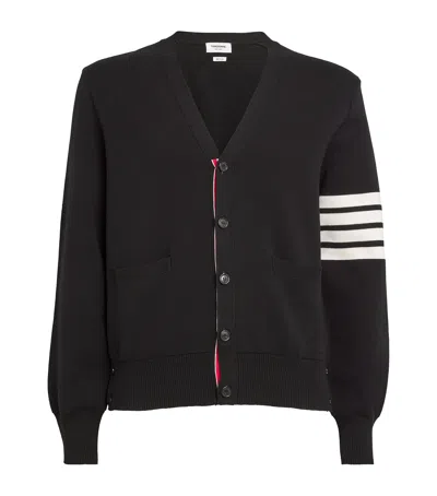 Thom Browne Milano-stitch V-neck Cardigan In Black