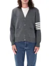 THOM BROWNE MILANO STITCH V NECK CARDIGAN IN COTTON