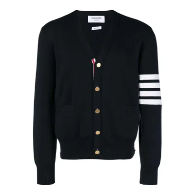 Thom Browne Milano Stitch V Neck Cardigan Men In Black