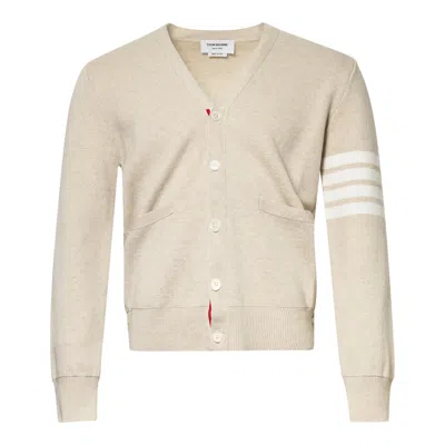 Thom Browne Milano Stitch V Neck Cardigan In Neutral