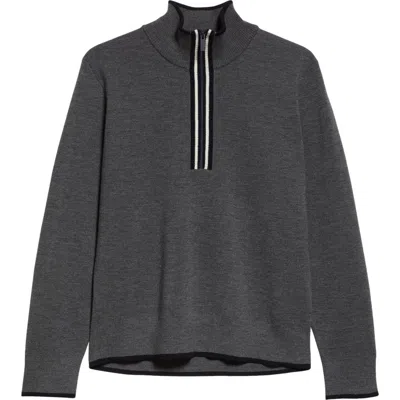 Thom Browne Milano Stitch Virgin Wool Half Zip Sweater In Grey