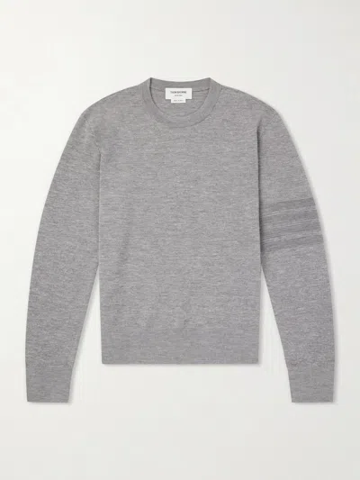 Thom Browne Gray Ottoman Milano Stitch 4-bar Bomber Sweater