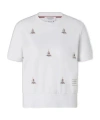 Thom Browne Short Sleeve Sailboat Embroidered Tee In White