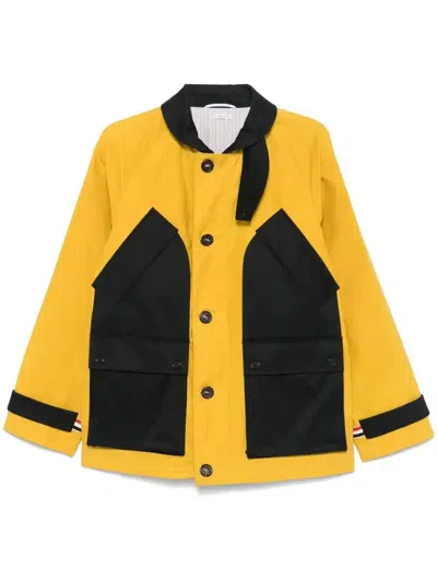 Thom Browne Shawl Collar Military Jacket In Yellow