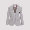 Thom Browne White Small Check Cotton Jacket In Multi