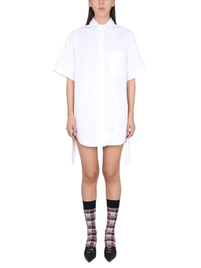 Thom Browne Mini Chemiser Dress With Round Collar In White