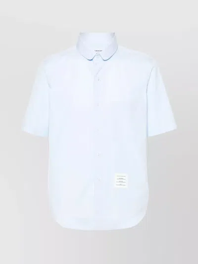 Thom Browne Mini Collar Shirt Asymmetric Hem Poppin In Blue