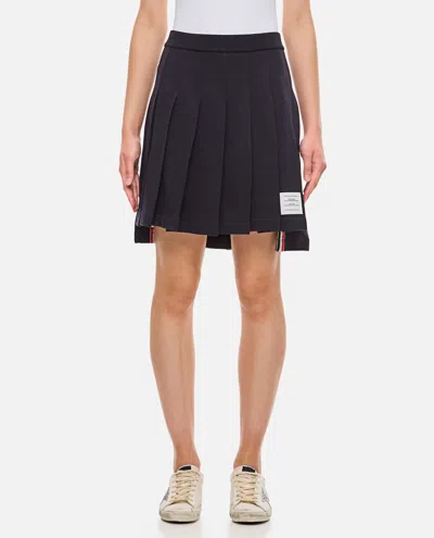 Thom Browne Mini Cotton Pleated Skirt In Blue
