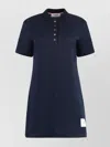 Thom Browne Mini Dress In Cotton With Polo Collar In Blue