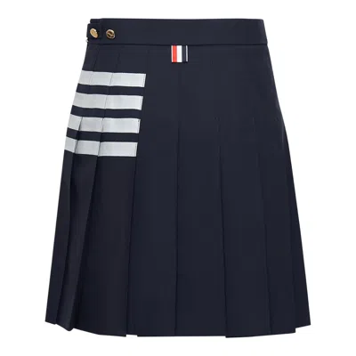 Thom Browne Mini Dropped Back Pleated Skirt Women In Blue