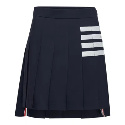 Thom Browne Mini Dropped Back Pleated Skirt Women In Blue