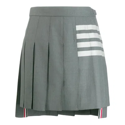 Thom Browne Mini Dropped Back Pleated Skirt Women In Gray