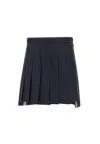Thom Browne Women Mini Dropped Back Pleated Skirt In School Uniform Plain Weave In Blue