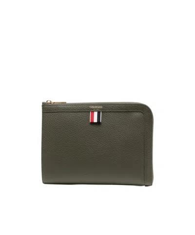 Thom Browne Mini Gusset Clutch Bag In Green