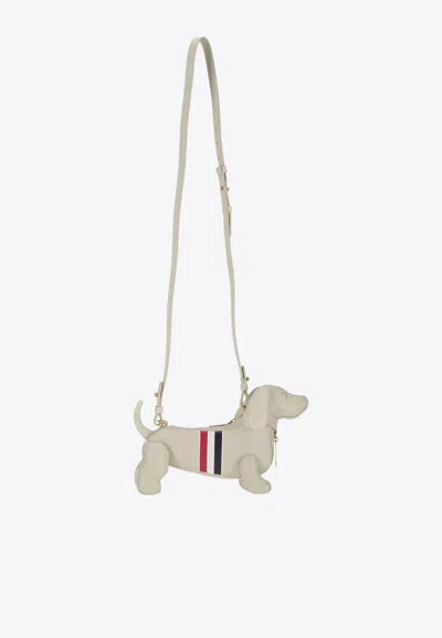 Thom Browne Mini Hector Crossbody Bag In Grained Leather In Cream