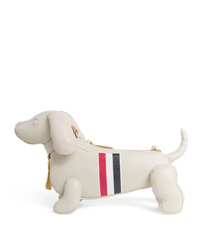 Thom Browne Mini Leather Hector Cross-body Bag In Beige