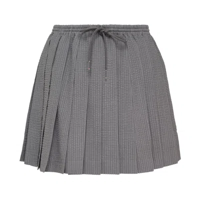 Thom Browne Mini Length Drawstring Pleated Skirt In Gray