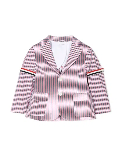 Thom Browne Mini Patch Pocket Sport Jacket With Rwb Armbands In Purple