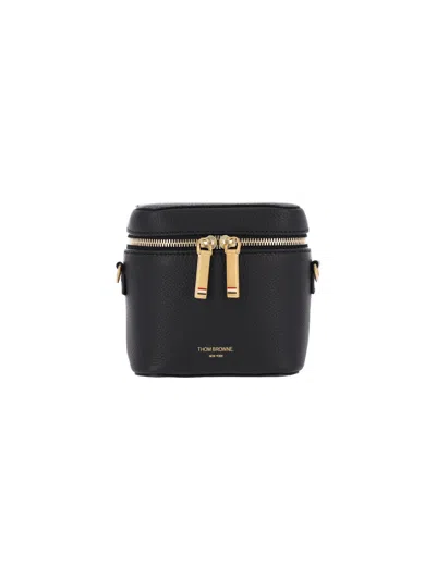 Thom Browne Mini Pebbled Leather Crossbody Bag In Blue