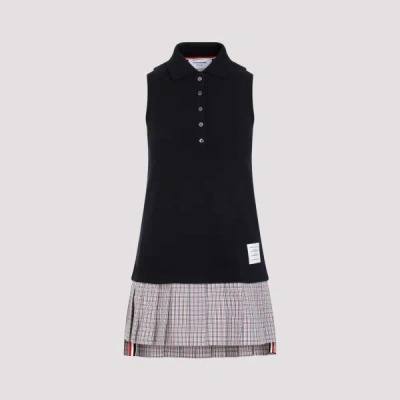 THOM BROWNE THOM BROWNE MINI PLEATED BOTTOM POLO DRESS 40